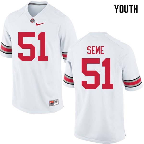 Ohio State Buckeyes #51 Nick Seme Youth Football Jersey White